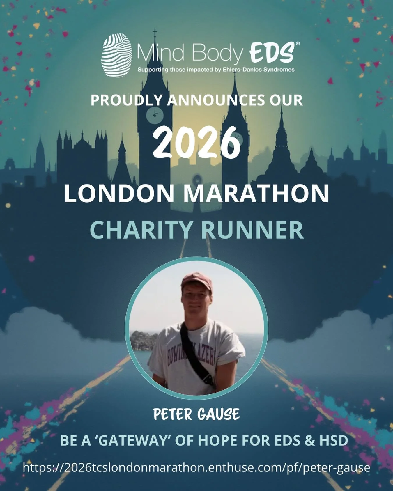 We&rsquo;re so excited to introduce our 2026 London Marathon charity ballot runner&hellip; Peter Gause! 🏃&zwj;♂️🩵

Peter will be taking on 26.2 miles in support of @mindbodyedscharity, helping us raise vital funds for people living with EDS &amp; H