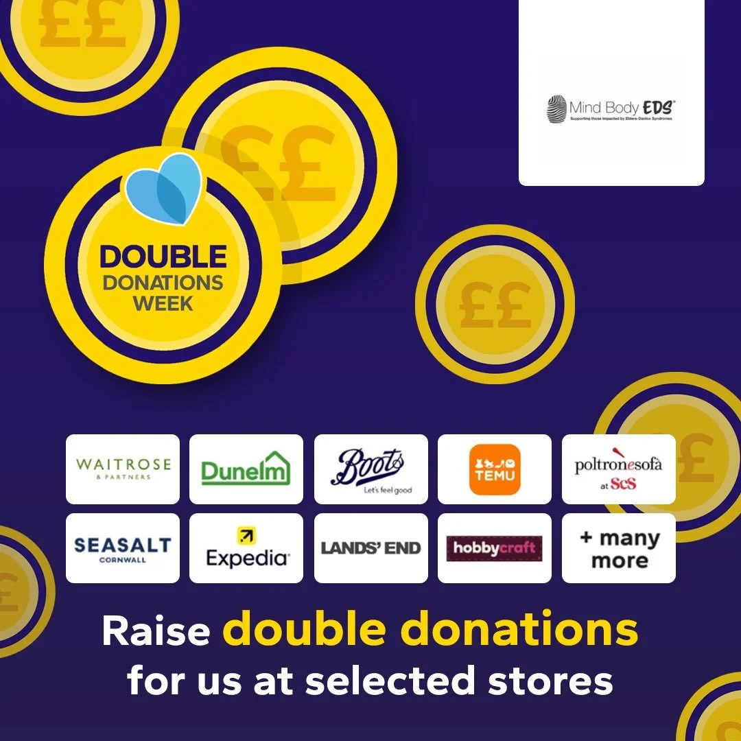 What if your everyday shopping could help change lives, for free? Right now, it can do even more 🩵 

Thanks to @giveasyoulive, your purchases will raise DOUBLE donations for Mind Body EDS until 31st March.

Every click helps fund life-changing medic