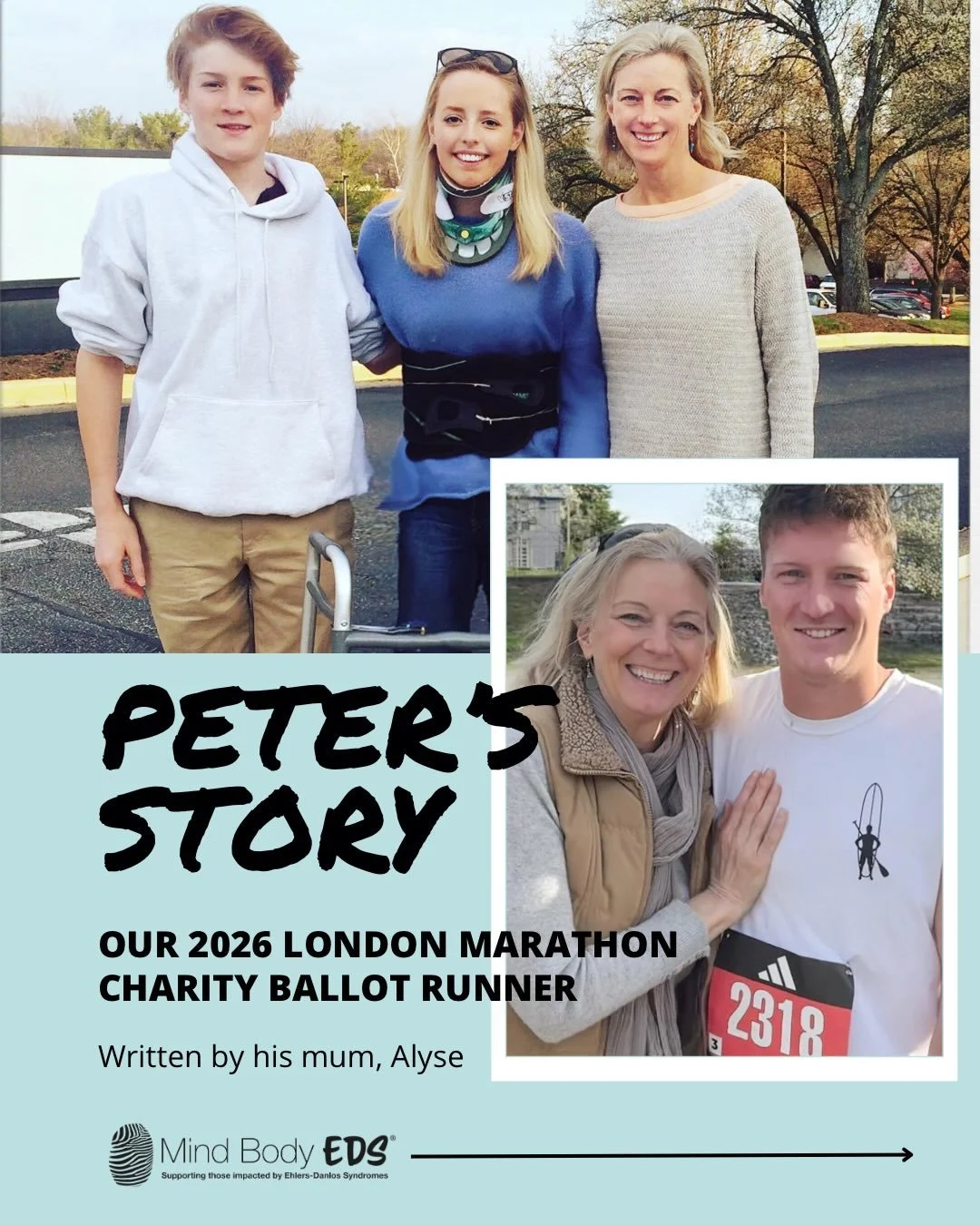 This story starts in 2016&hellip; but it&rsquo;s the reason @peter.gause is running the 2026 @londonmarathon 🏃&zwj;♂️💙

Written by his mum, Alyse, this is a deeply personal story of family, resilience, and the reality of living with Ehlers-Danlos s