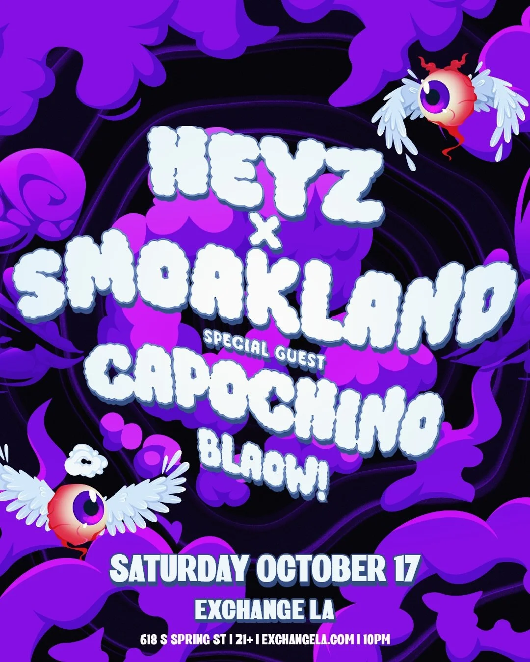 LOS ANGELES INCOMING 💨 

Exchange LA &mdash; Saturday October 17th 

I&rsquo;ll be joining Heyz, Smoakland &amp; Capochino for a legendary night. It&rsquo;s been a cool minute since i&rsquo;ve been out to LA, so i&rsquo;m hyped to be back and see al