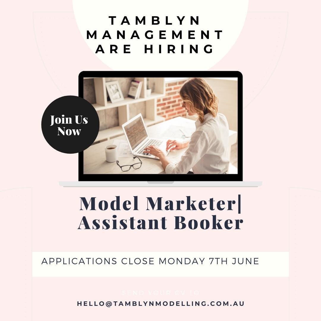 Tamblyn Management are on the look out for a Model Marketer | Assistant Model Booker to join our team.
This person should be very Social Media Savvy with Graphic Design (canva ok )and photography Skills are a bonus. 
This position would best suit a p