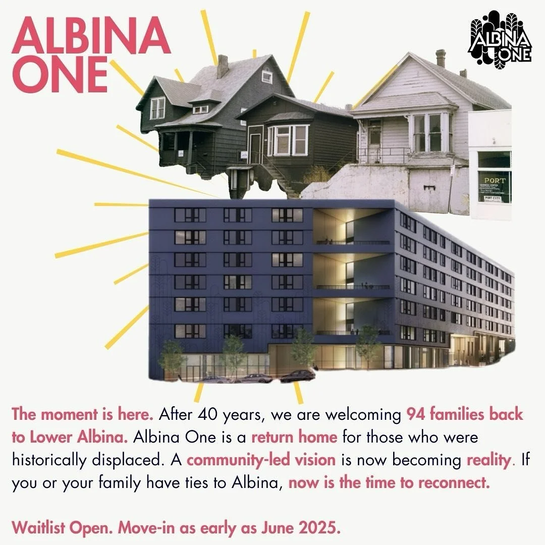 We are happy to announce that the Albina One website and lease-up is live &mdash; spread the word to your family and friends AND we encourage you to apply for the N/NE preference policy. 

For the first time in over 40 years, 94 families are returnin