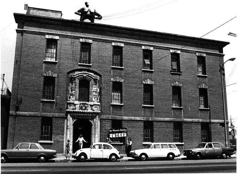  37.  The Naked Lady , a sculpture by Kate Millet, stands proudly atop the Woman’s Building, 1980 