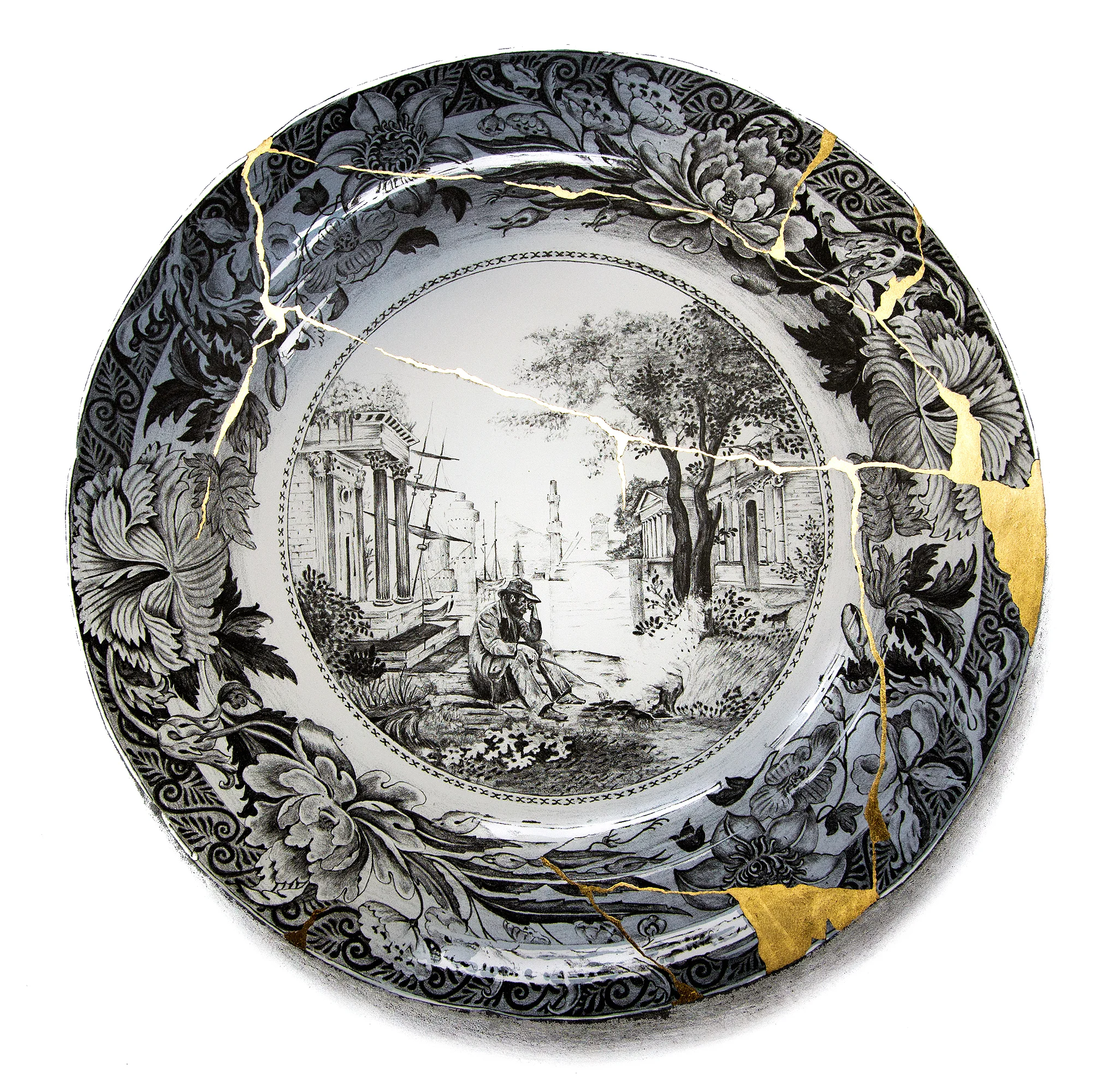Blue Claude (after McCubbin) . 2015, hand gilt, lithograph on cotton rag paper, 70 x 70 cm, edition of 10.