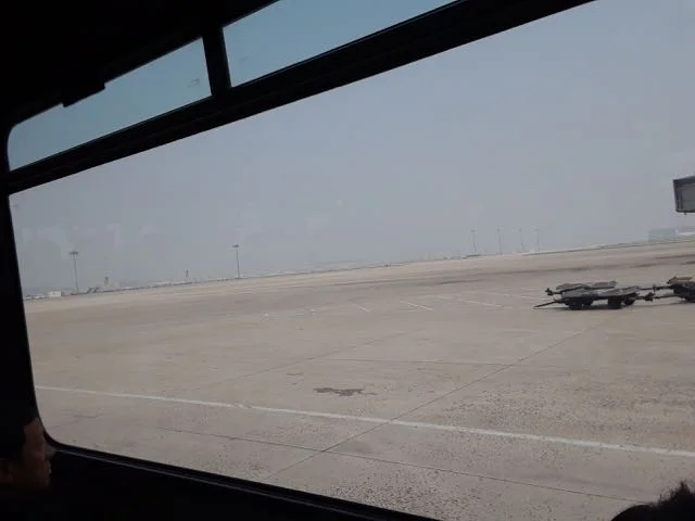 Beijing haze outside my bus window.