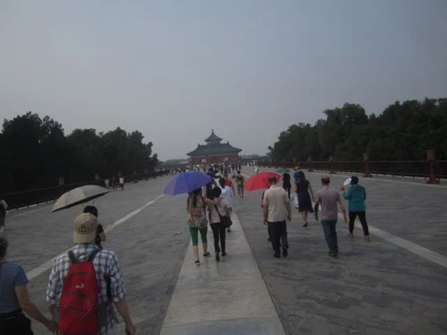 Crowds approaching one of the main structures on the temple grounds. The entire campus must have covered several acres.