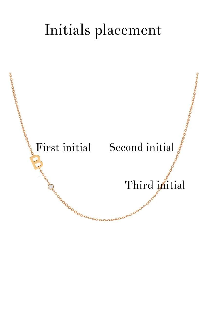 14k gold asymmetrical initial and bezel 