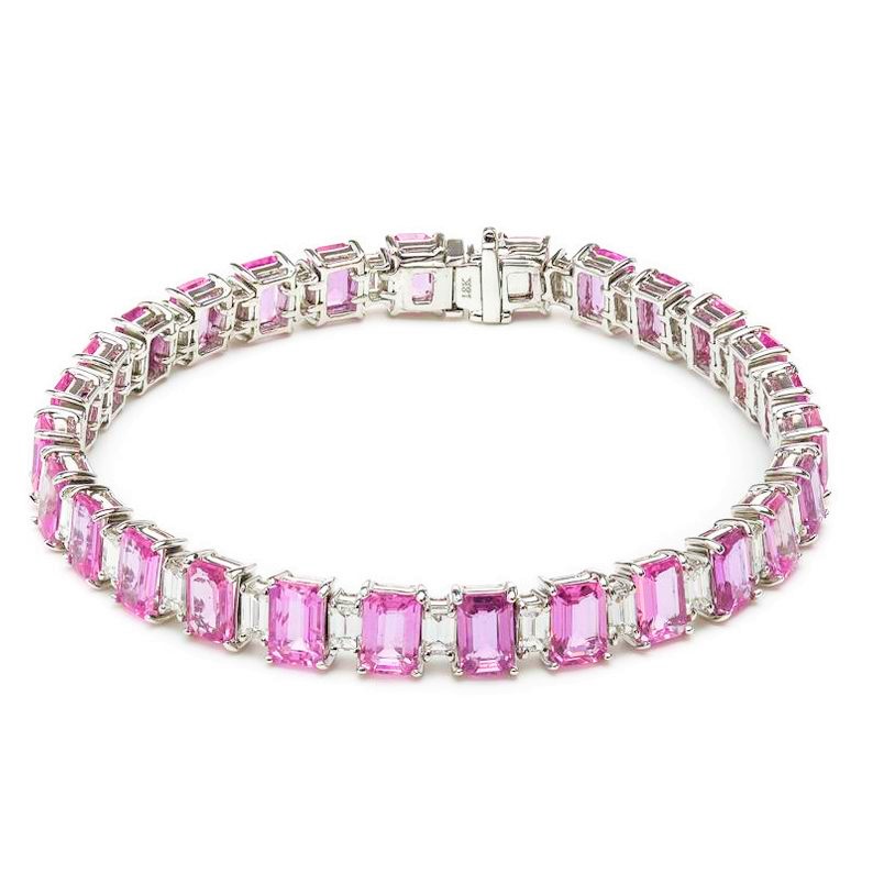 London Collection 18k Rose Gold Diamond and Pink Sapphire AMORE Bangle  Bracelet