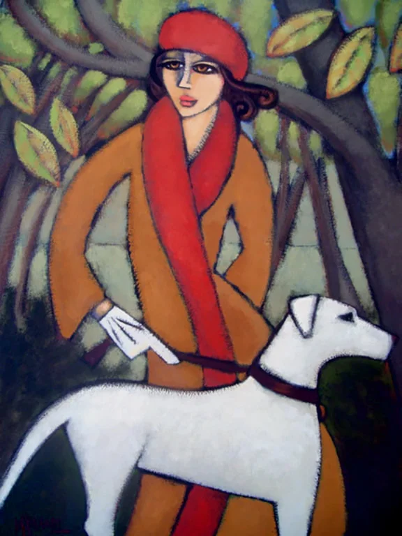Girl with White Dog