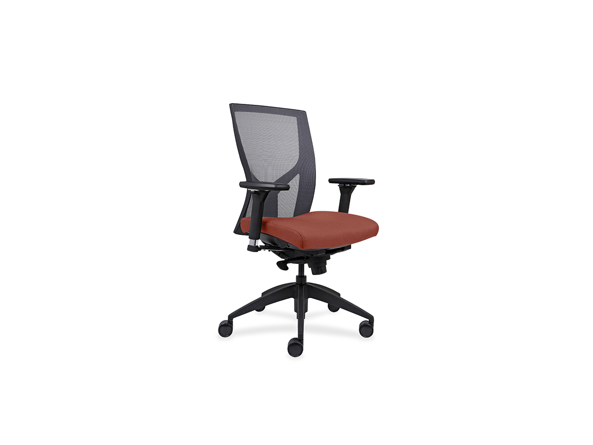 Orange High Y Back Task Chair with adjustable lumbar support, six way adjustable arms and Synchron Mechanism