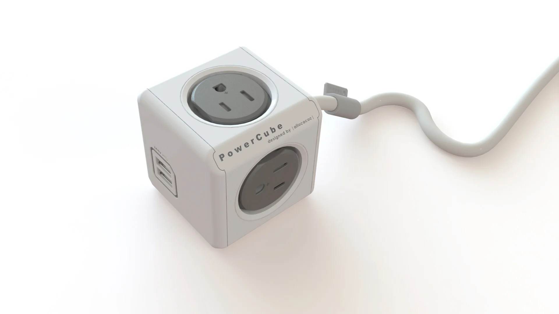Sleekly designed, flexible mounting Desktop Power Station with two USB ports and three surge protected outlets