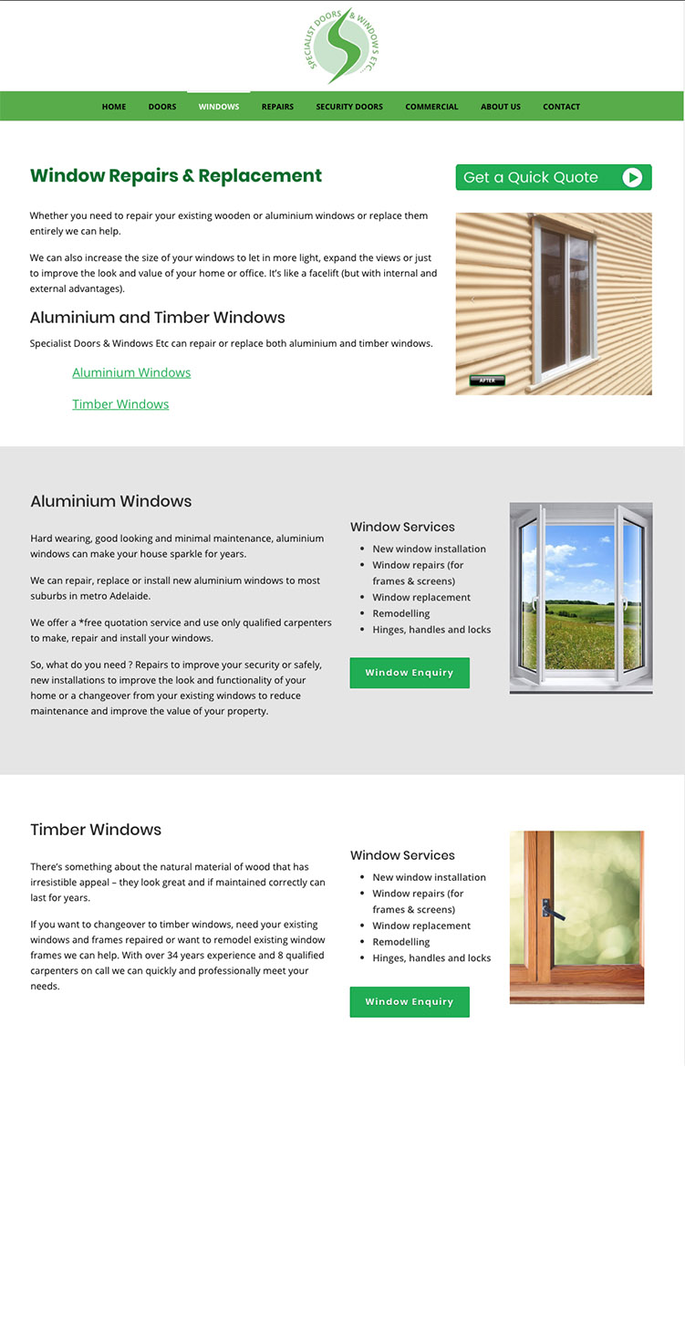 Specialist Doors and Windows - SEO Driven Copy Writing 