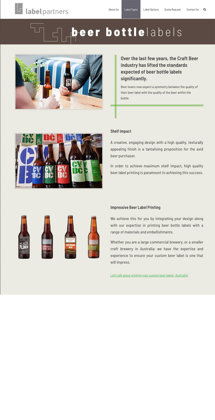 Label Partners - Beer Labels - SEO Driven Copy 