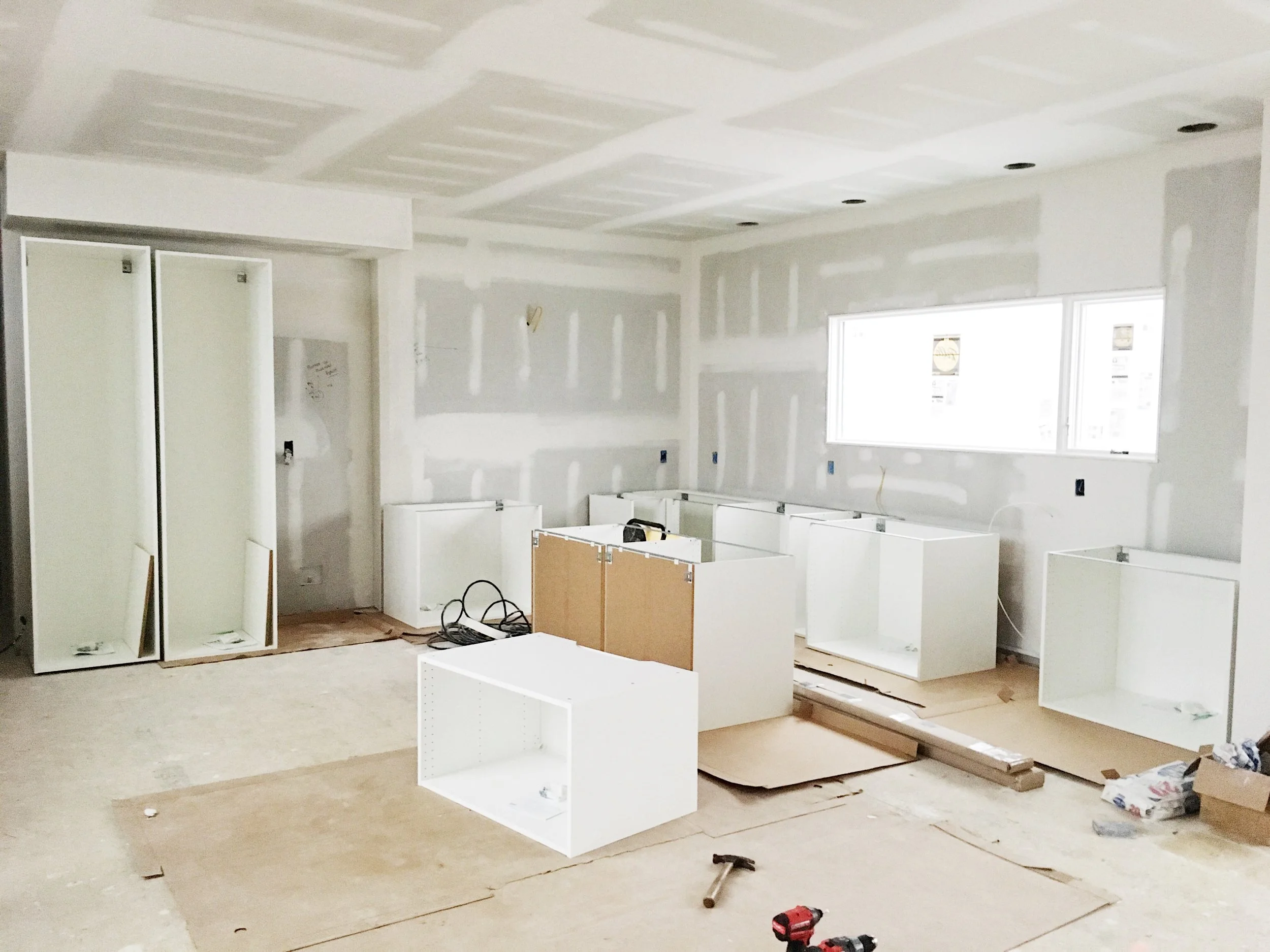 Week 20: Drywall Complete and Cabinets Assembled
