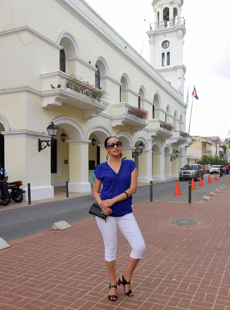 White jeans: T.J. Maxx; top: J.C. Penney; sandals: DSW