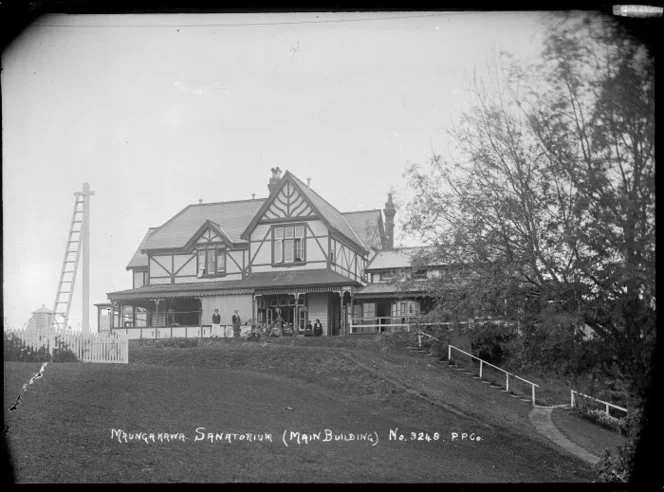 Maungakawa Sanitorium constructed by the Thornton Family and used as Te Waikato TB Sanitorium.