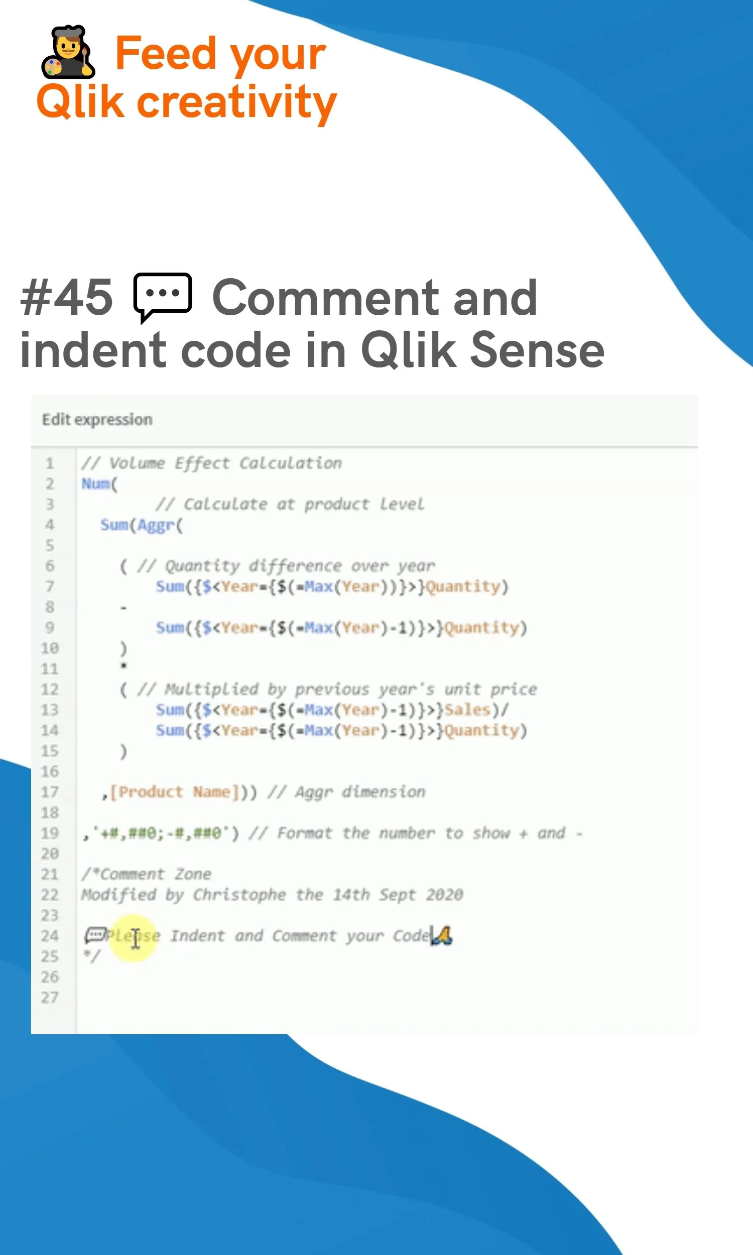 #45 💬 Comment and indent code in Qlik Sense
