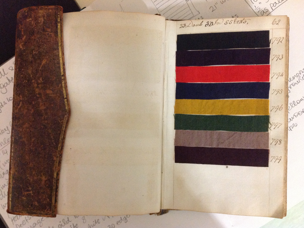 Specialising in weave and dyeing, I visited the Costume & Textile Study Centre as part of my research for various projects. It was there that I fell in love with the Norwich pattern books filled with colourful 18th century worsted samples. image courtesy Norfolk Museum Services