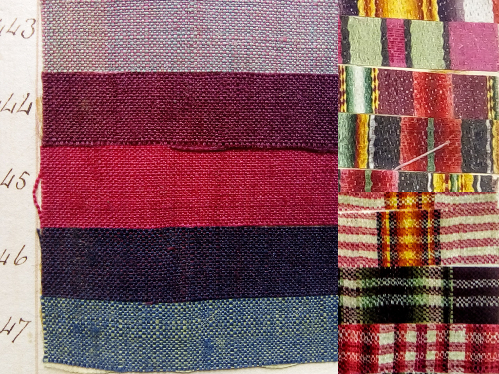 Although I marvel at the technical ability of the weavers to produce some of the more complicated designs with interesting names such as batavias, taborets and brocaded callimancoes, as a dyer my favourites are the simpler weave structures where the emphasis is on the dyer’s skill in creating a range of vivid colours.