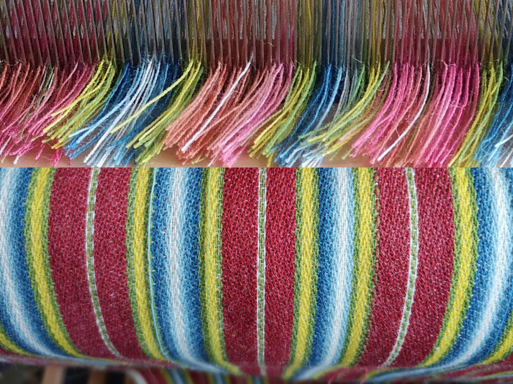 I wanted to celebrate the Colours of Norfolk™ in my design so incorporated an ombre blue stripe for the sky and sea, the canary yellow and green and of course madder and cochineal in the painted section to represent Norwich red.
