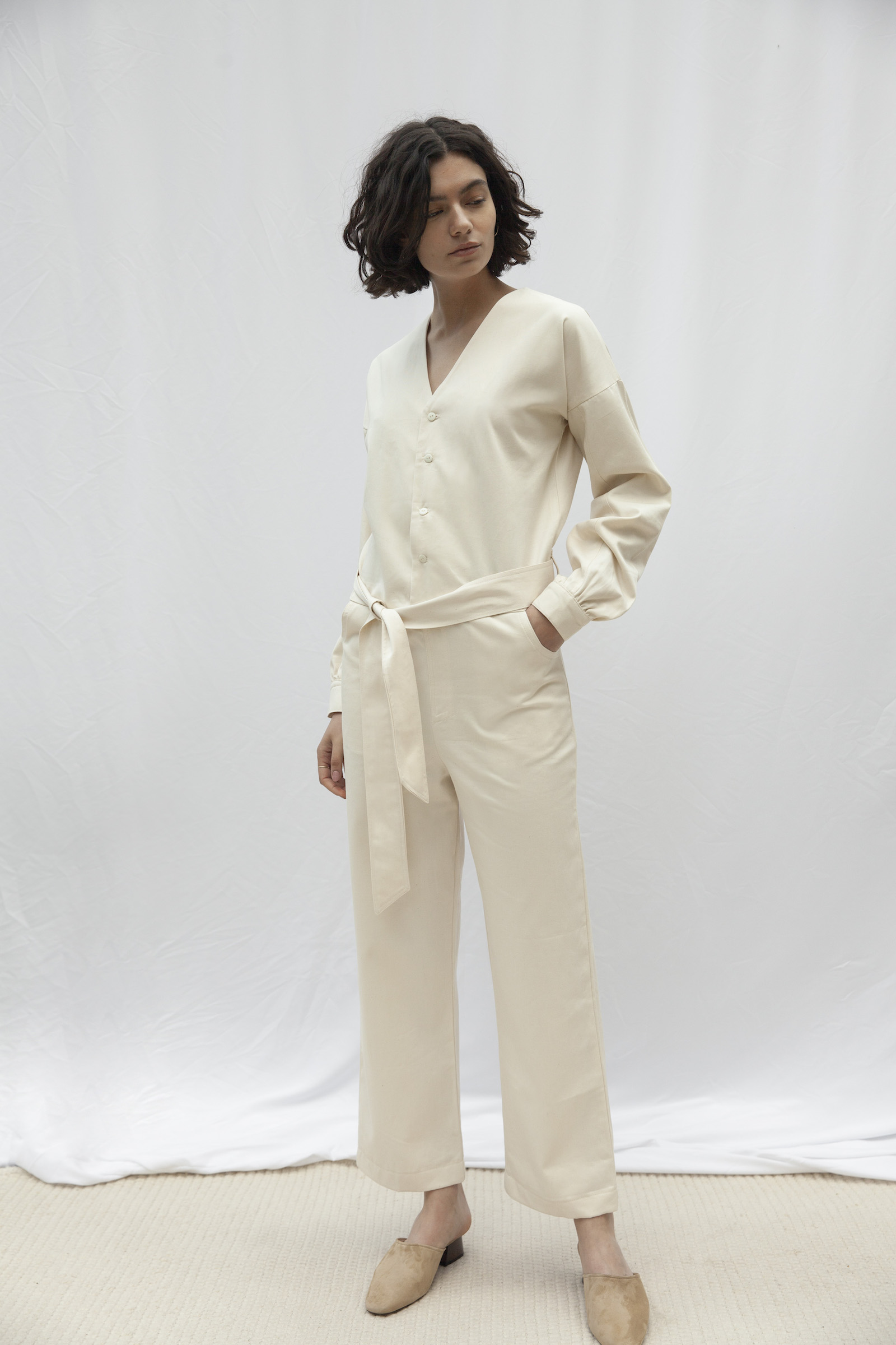 cotton jumpsuit with sleeves