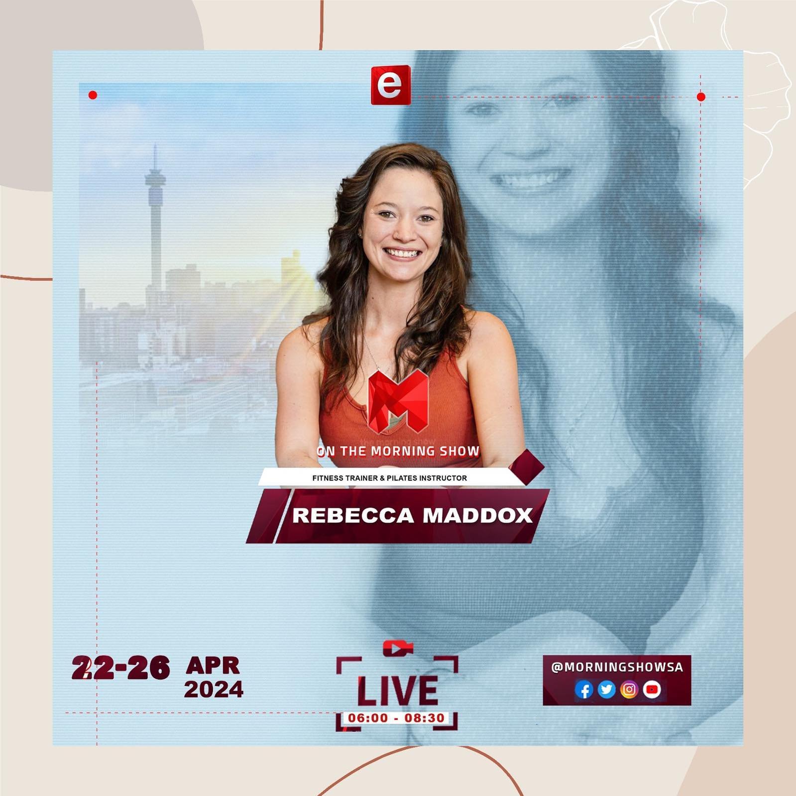 Catch fitness trainer &amp; pilates instructor, Rebecca Maddox on The Morning Live show, channel 194 on Dstv 

#cocopilates#liveonDst#morninglive#pilates#