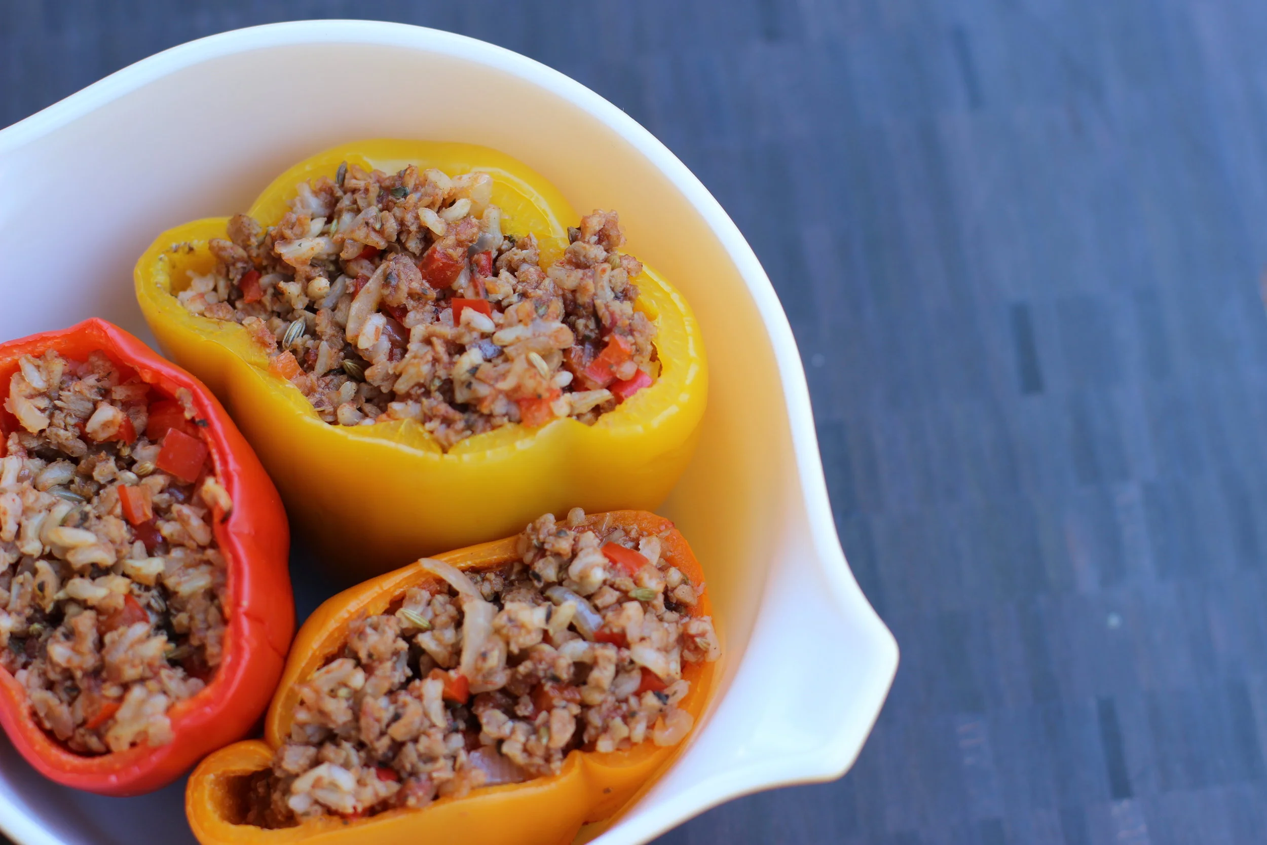 Vegan Sausage Stuffed Peppers