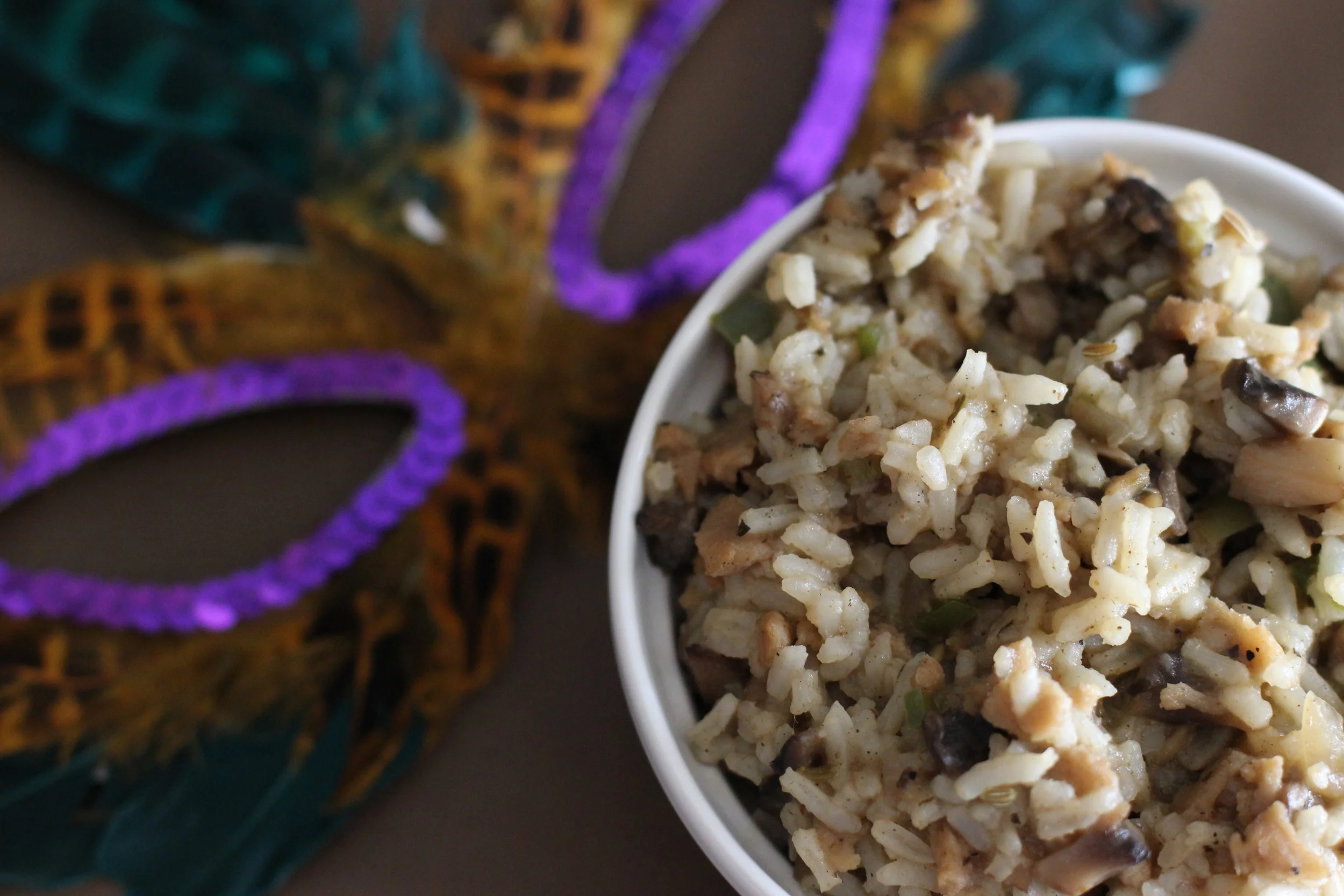 Vegan Dirty Rice with Vegan Ground Sausage and Mushrooms