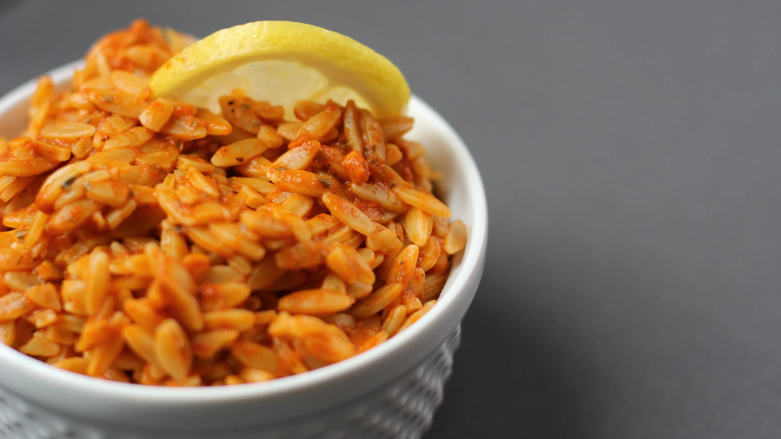 Orzo with Roasted Red Pepper, Basil and Lemon