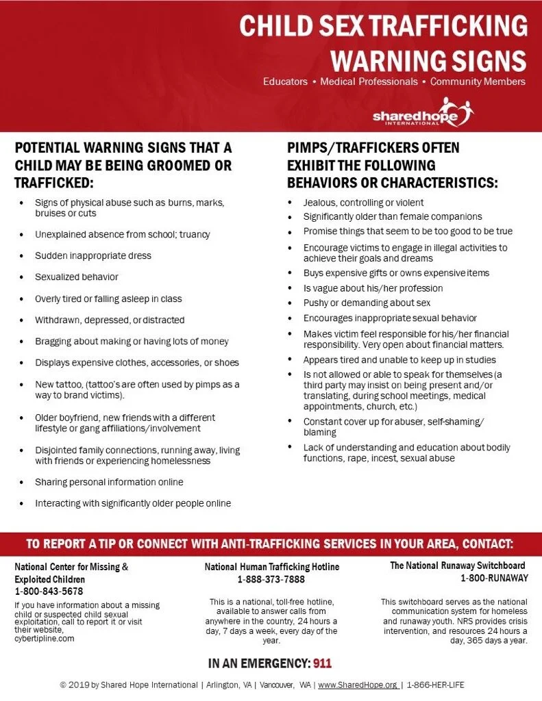 Child Sex Trafficking Warning Signs — PATHS