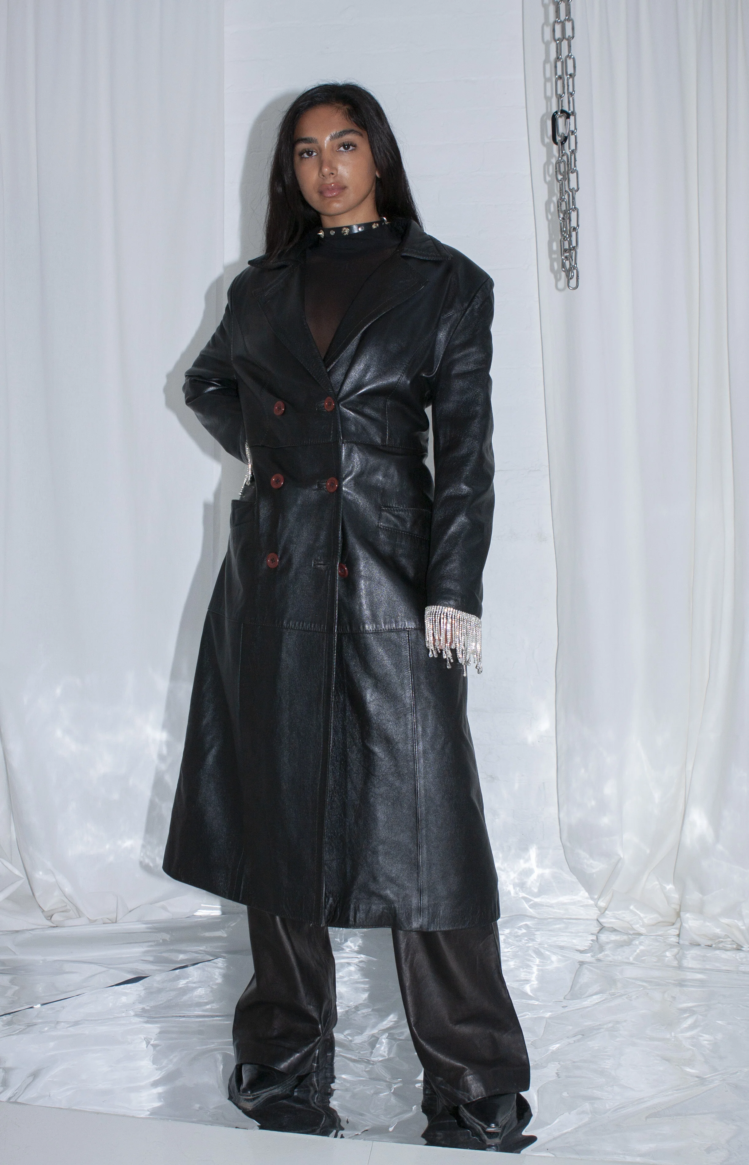 maxi leather coat
