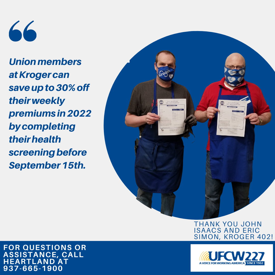 Kroger Union Members: Health Screening Deadline is Extended to October 15th