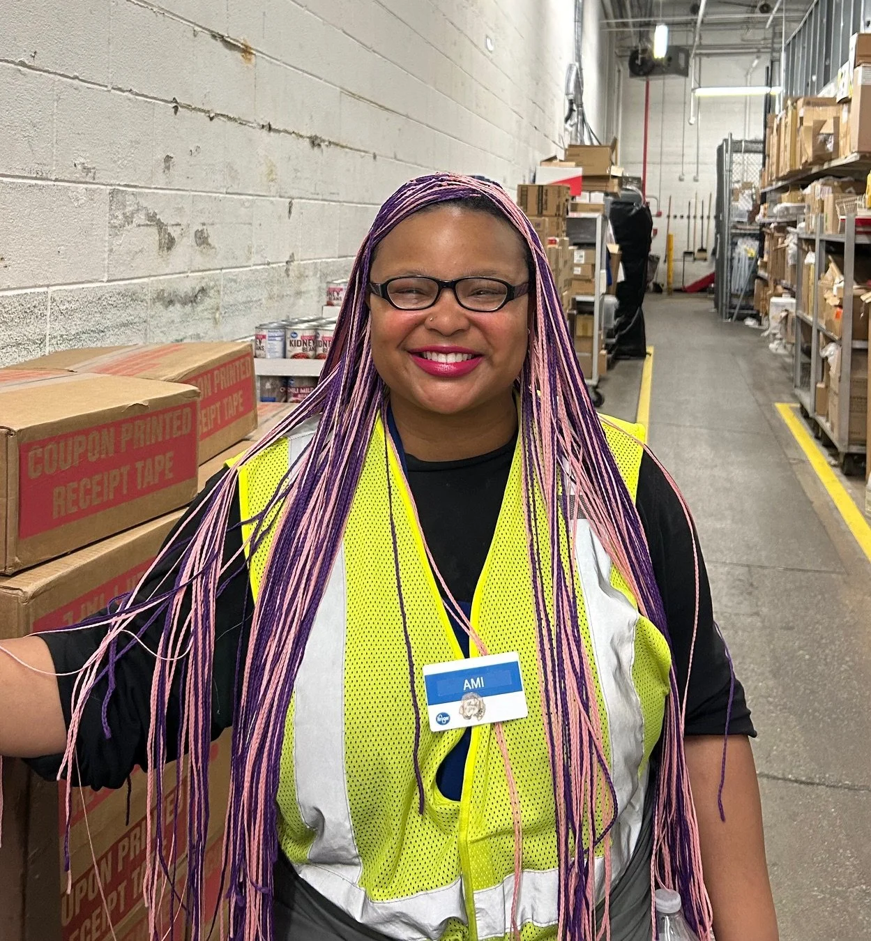 Worker that belongs to UFCW 227 the Kroger union in the back room of the store