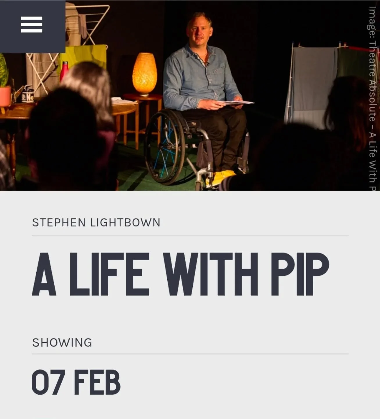Very happy to share I will be performing A Life With PIP at @tobaccofactorytheatres in Bristol on 7 February. Tickets are now live and would be a a great Christmas present idea. Please do come and support this, there isn't much time and I'd love to p