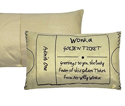 Willy Wonka Golden Ticket Cushion