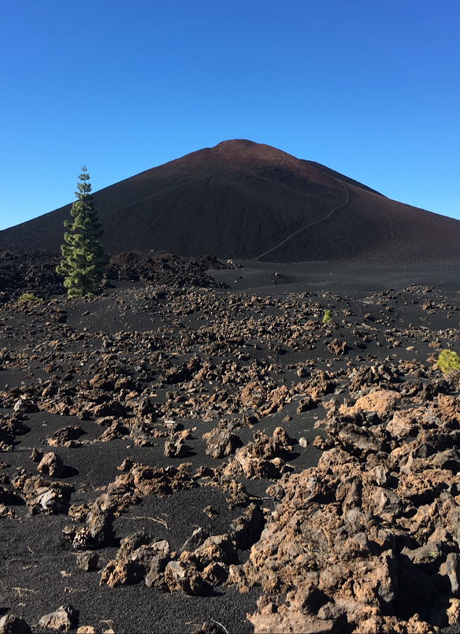 Lava field with rocks that have formed from dry lava that formed thousands of years ago.