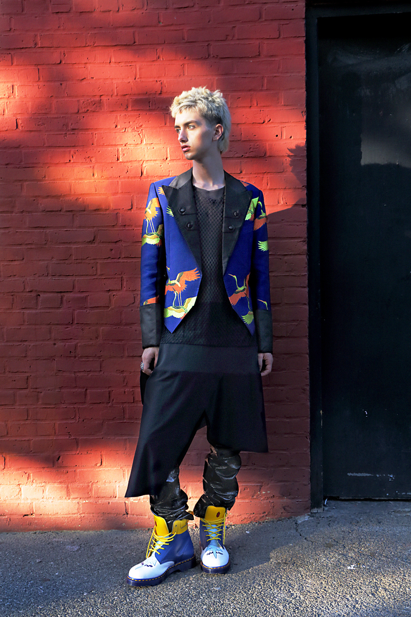 Shirt Geoffrey Mac , Jacket with Tails & Patent Leather Jodhpurs Malan Breton , Shoes Dr. Martens