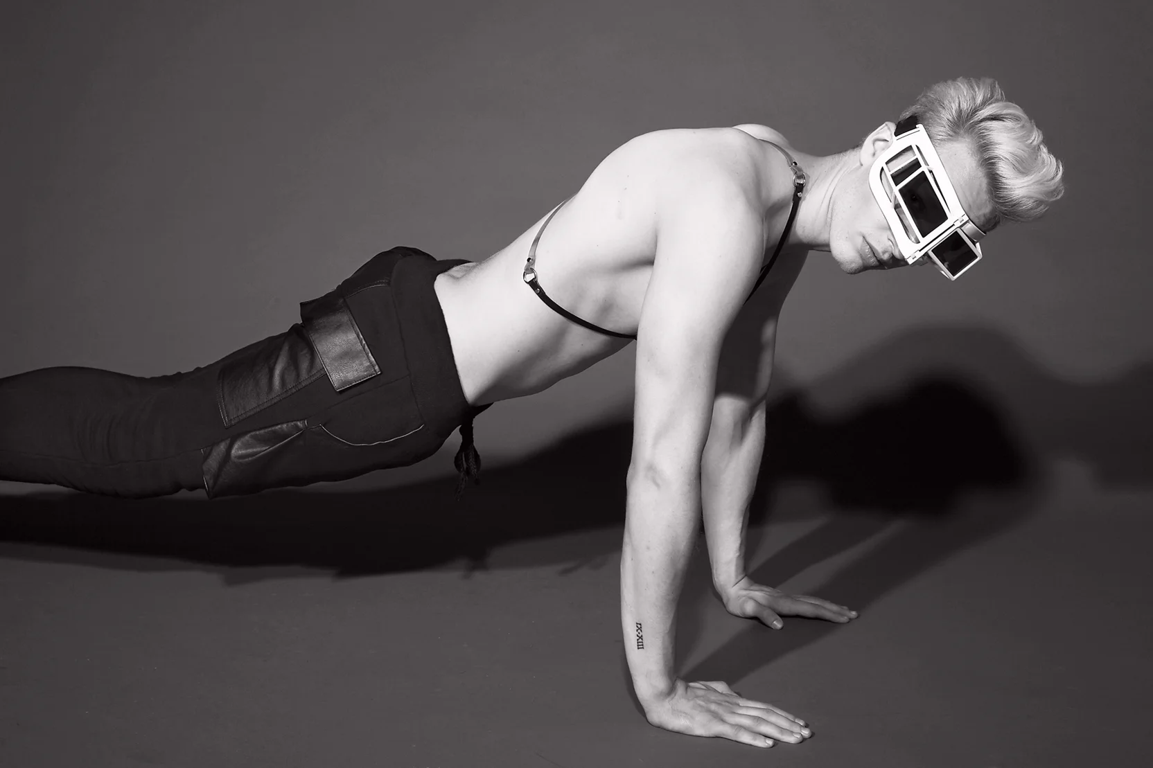 Harness Nouveau, Pants Cody Ross, Shoes & Sunglasses KTZ photographer Barry Hollywood grooming paul venoit@wilhelmina nyc stylist carlos davis male models tyler james @ qmanagement nyc jan avehard @ nymodels nyc ian sheridan @ nymodels nyc luca schmitz @ nymodels nyc