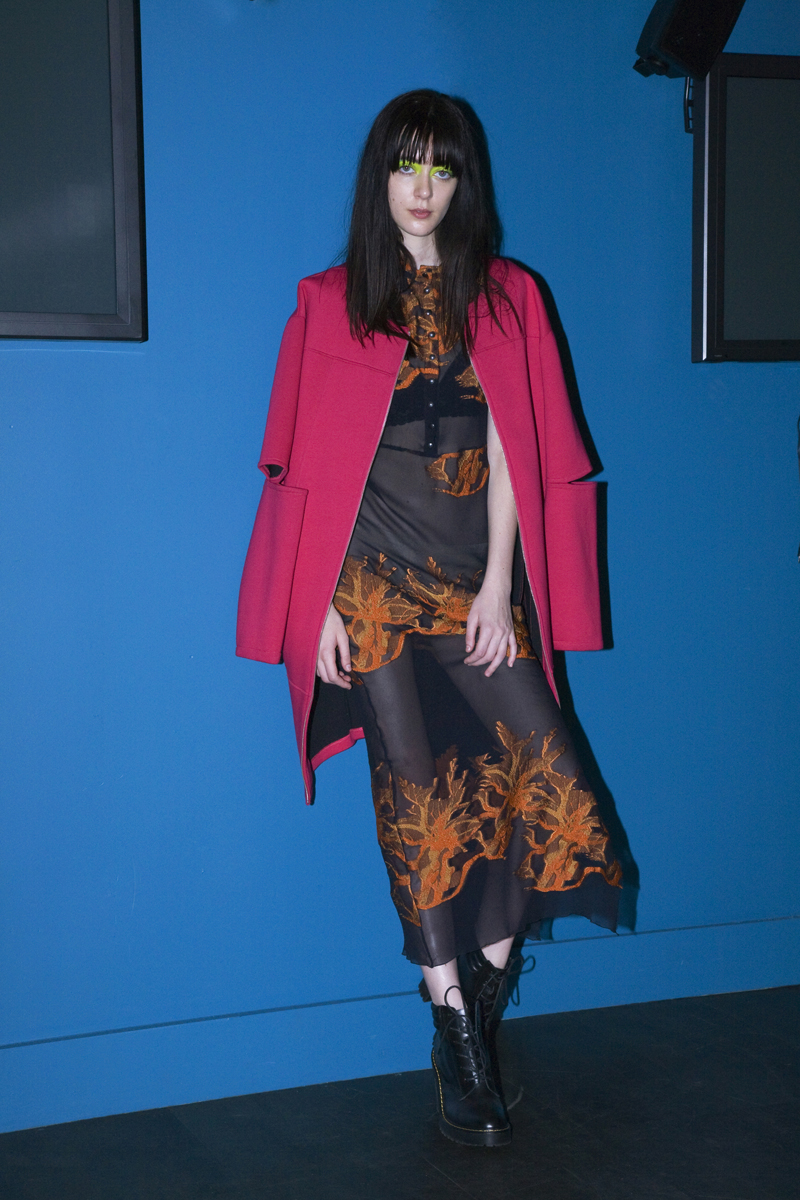 Dress Francesca Liberatore, Coat Worn Over Dress Wedu, Boots Dr. Martens Photographer: Barry Hollywood Styling: Carlos Davis Hair: Anthony Joseph @ Wilhelmina Makeup: Ronnie Peterson @ Wilhelmina Models: Johanna @ Muse Models, Youssouf Bamba @ Red Model Management, Rita saunders @ Muse Models, Maverick @ Soul artist management, Zach troost @ NYmodels, Amanda Pasquali @ Wilhelmina Models, Djenice @ Wilhelmina models, Sofe Cote @ Silent models NY, Becca Horn @ Wilhelmina models