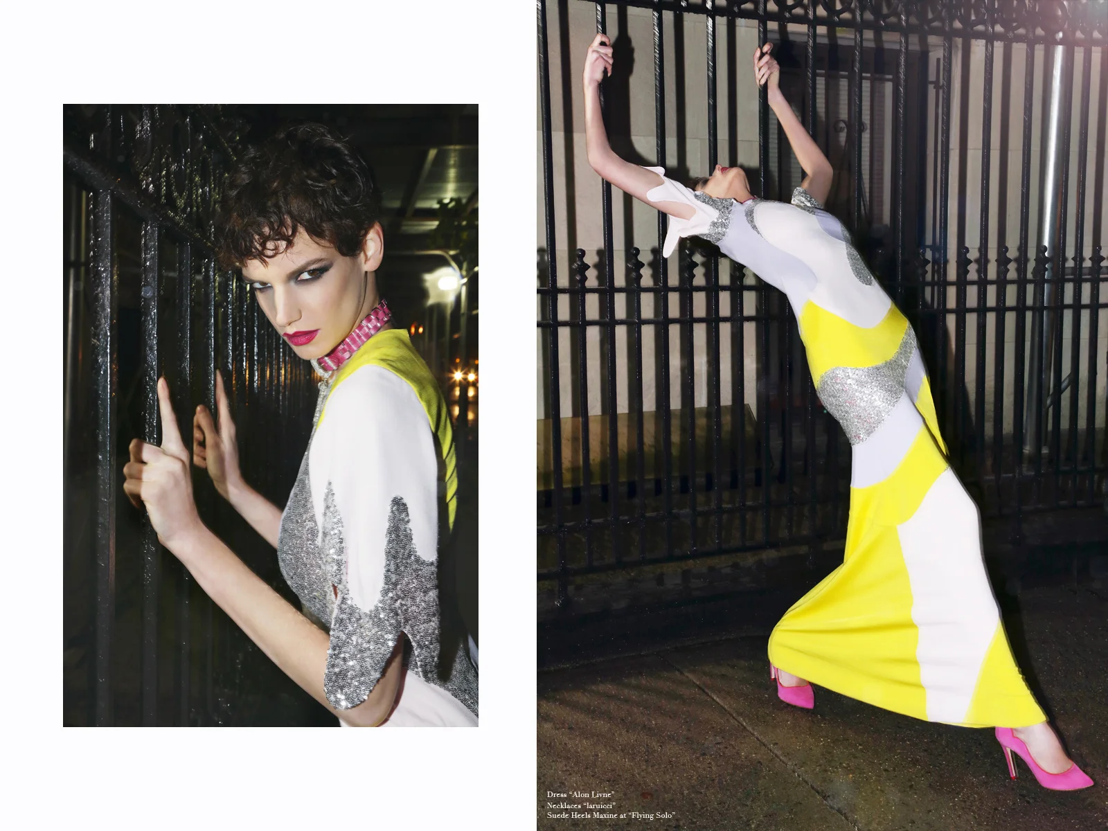 Dress By ALON LIVNE , Necklaces By laruicci, Suede Heels by Maxine at flying solo