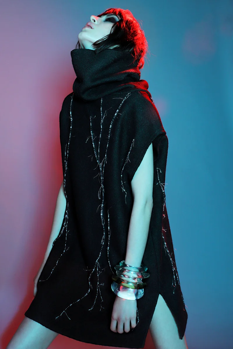 Sweater Dress by KQK, Bracelets by Lizzie Fortunato