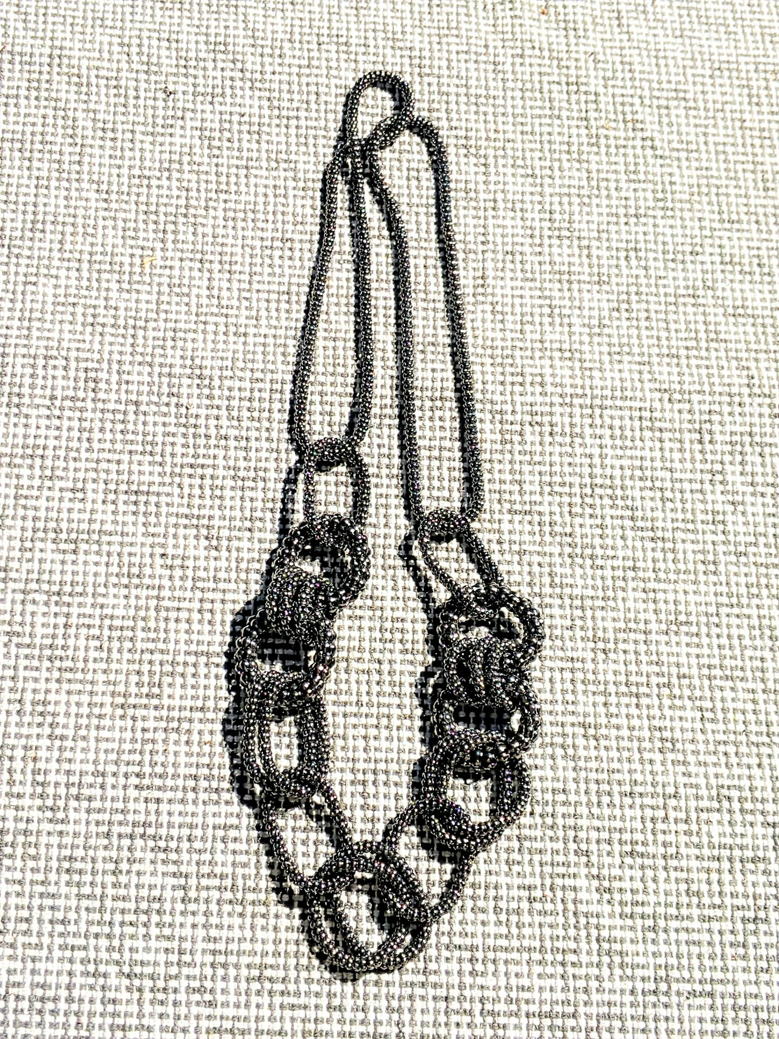 Gunmetal Mesh Chain Necklace - KNA Wine