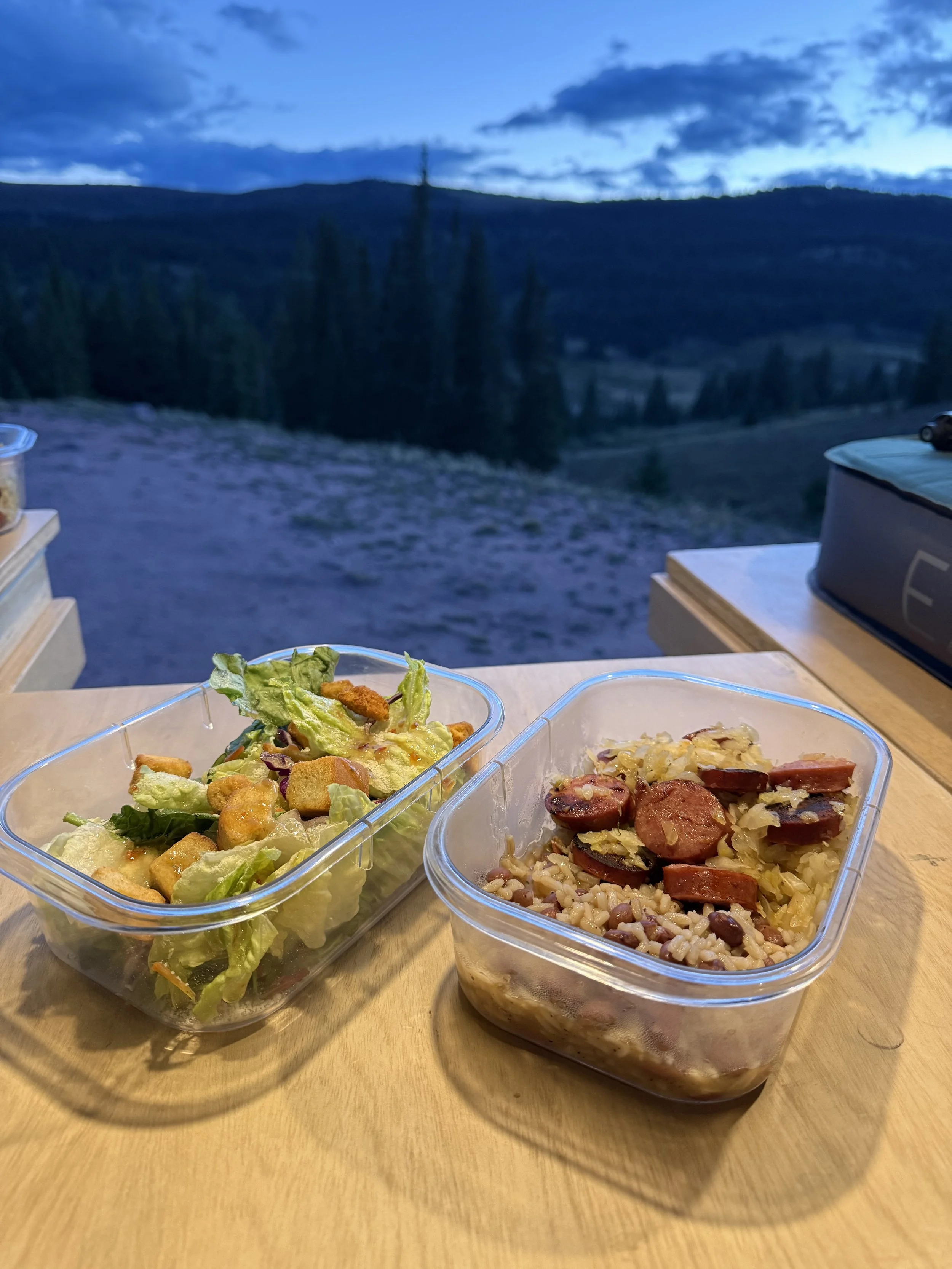 Red Beans and Rice, Andouille, and a Salad
