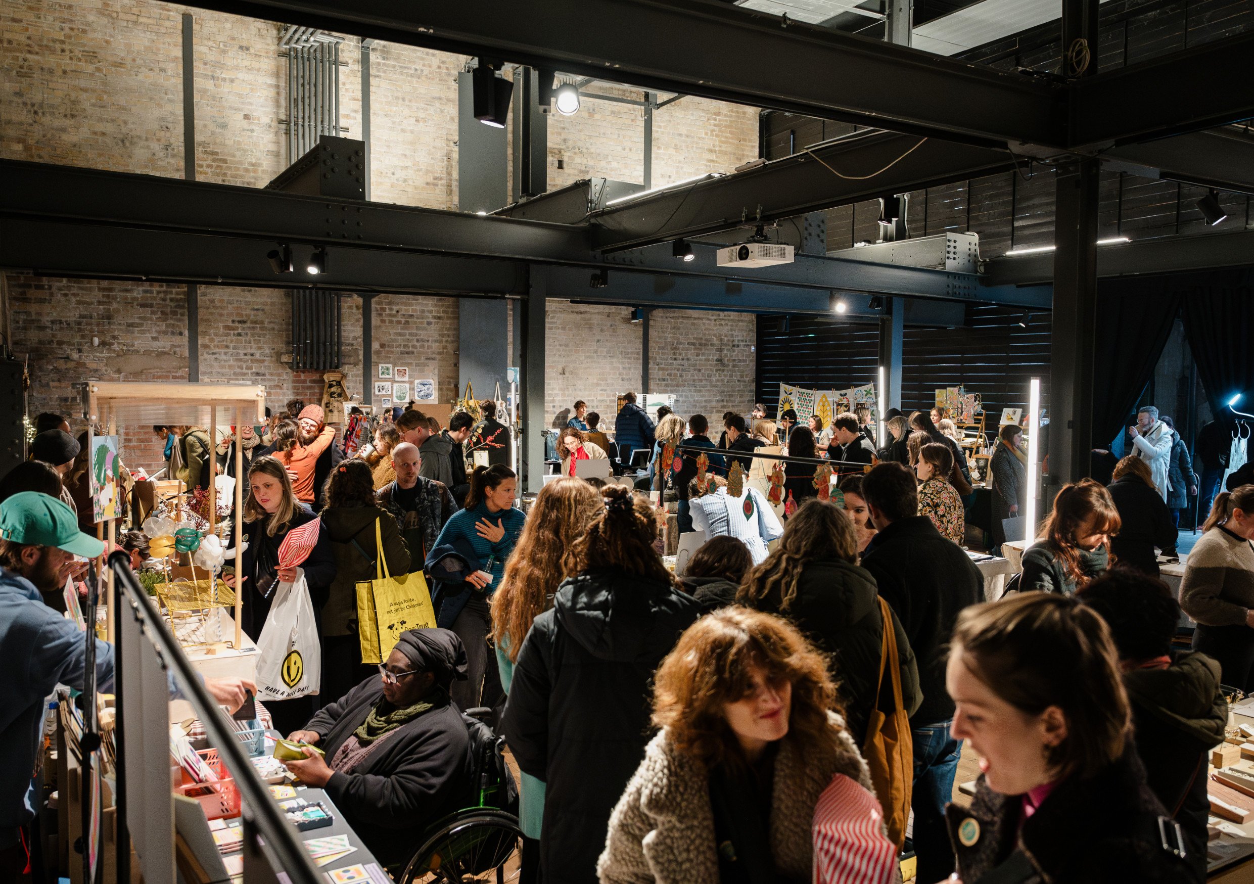 The warehouse at fruitmarket gallery is host to annual winter art market and craft fair, hosted by endless love curated, where visitors join us from across Scotland to shop small independent makers stalls