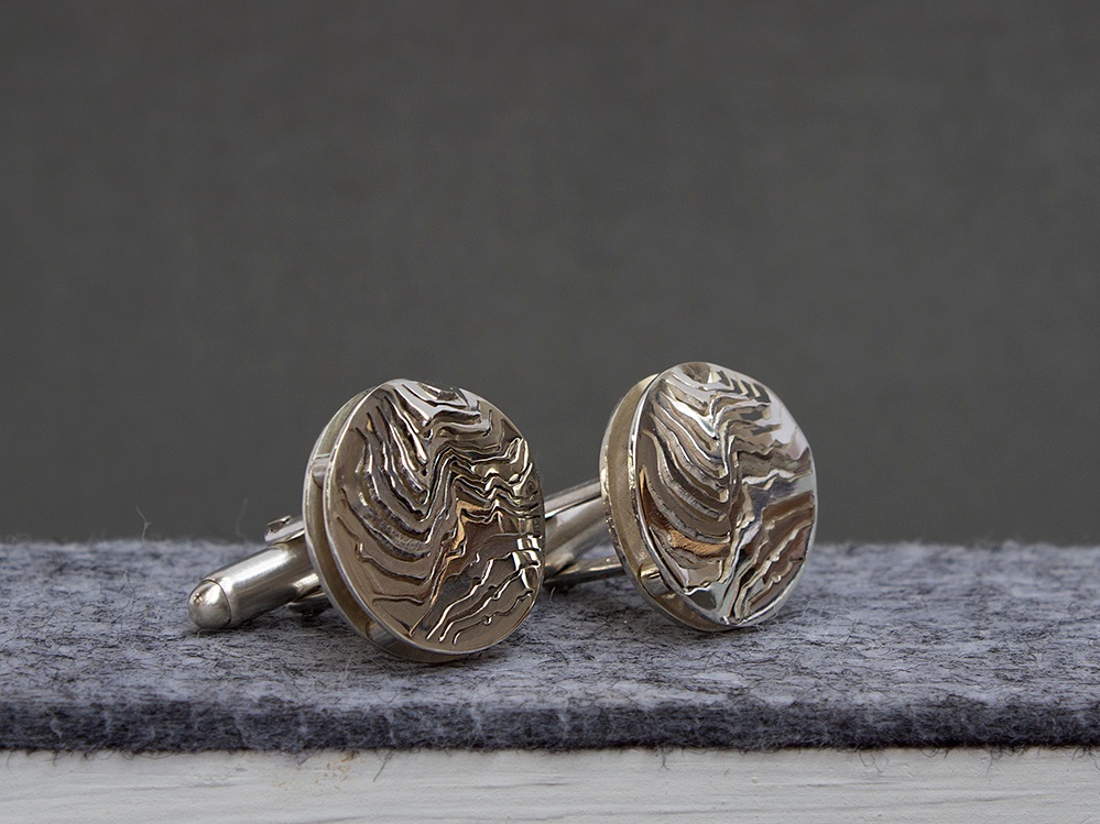 Losehill House contour map cufflinks