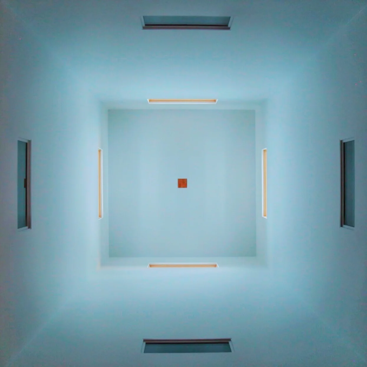 Looking up at central clerestory in a Vasstu designed home