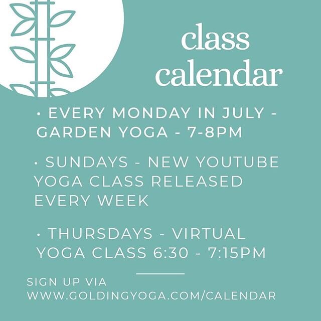 🌞Working our way back into the weekly class schedule, we have some Good Weather Garden yoga slots still available for booking! 🌲Join me every Monday in July (weather permitting) for a yoga class where a small group of 5 will meet on the mat - in re