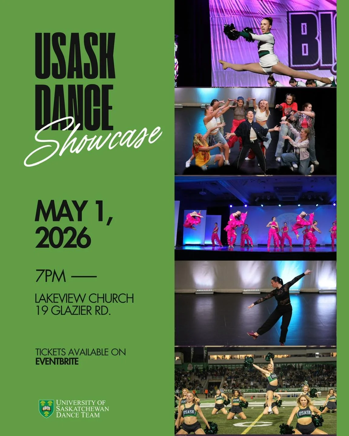 YEAR END SHOWCASE ✨
Join us May 1st for our Annual Year End Showcase featuring all of our competitive numbers and a few extras! 💚
Tickets available below or at the link in our bio 🎟️

https://www.eventbrite.ca/e/university-of-saskatchewan-dance-tea