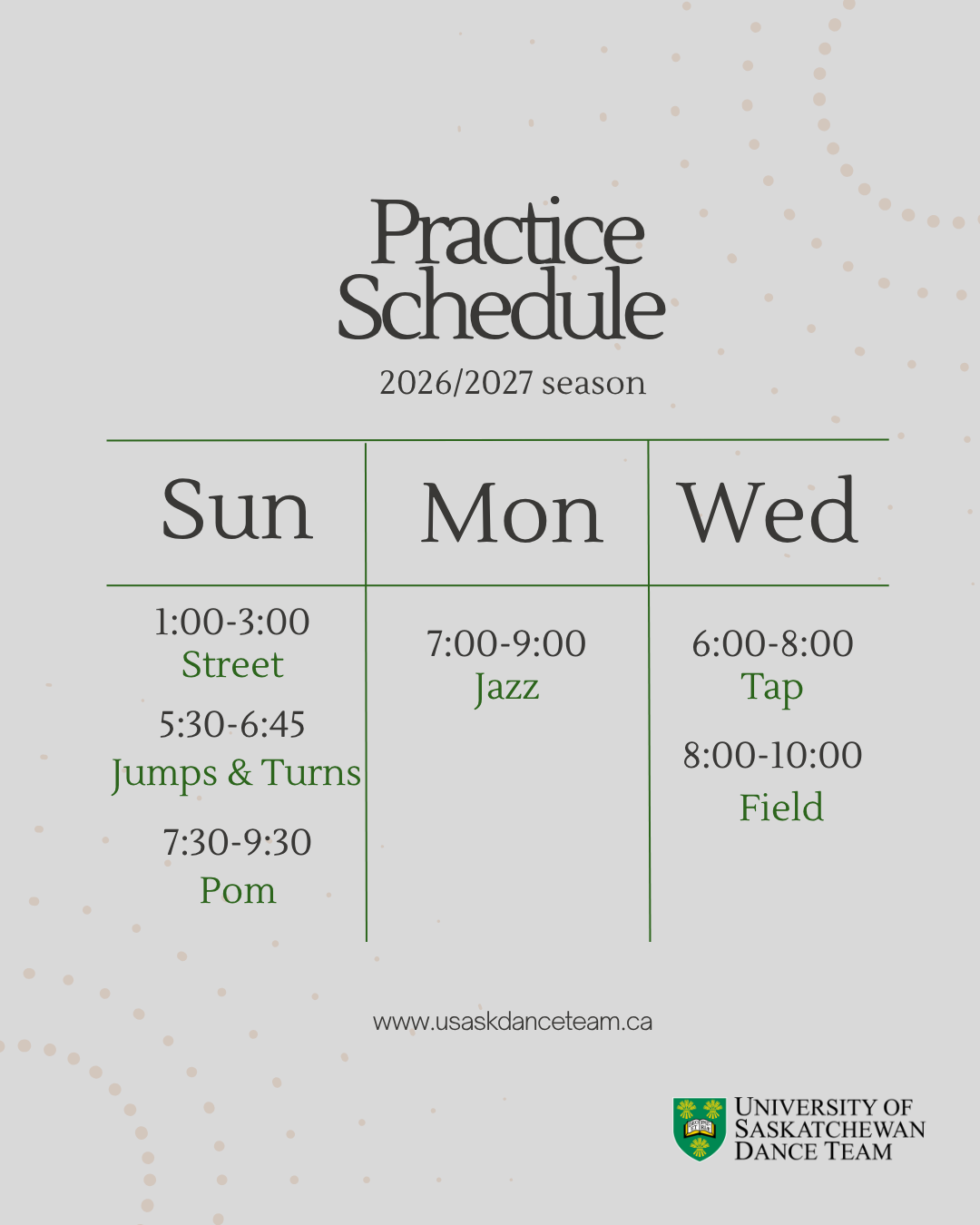 Auditions 2026 - Tentative Schedule