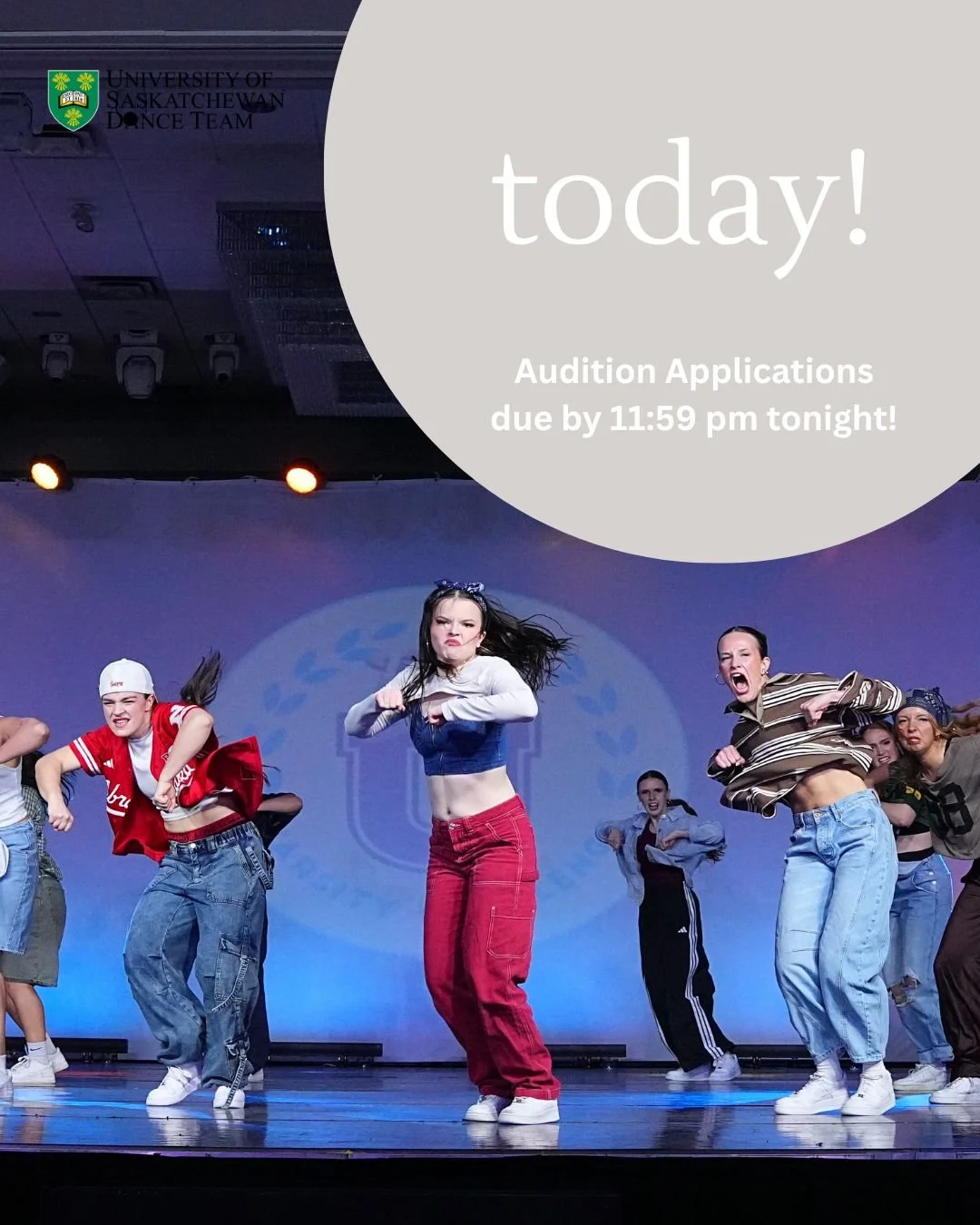 🚨TODAY!!🚨
Last chance to get your 2025/2027 audition application in! Application are due TONIGHT at 11:59 pm! Apply now at www.usaskdanceteam.ca